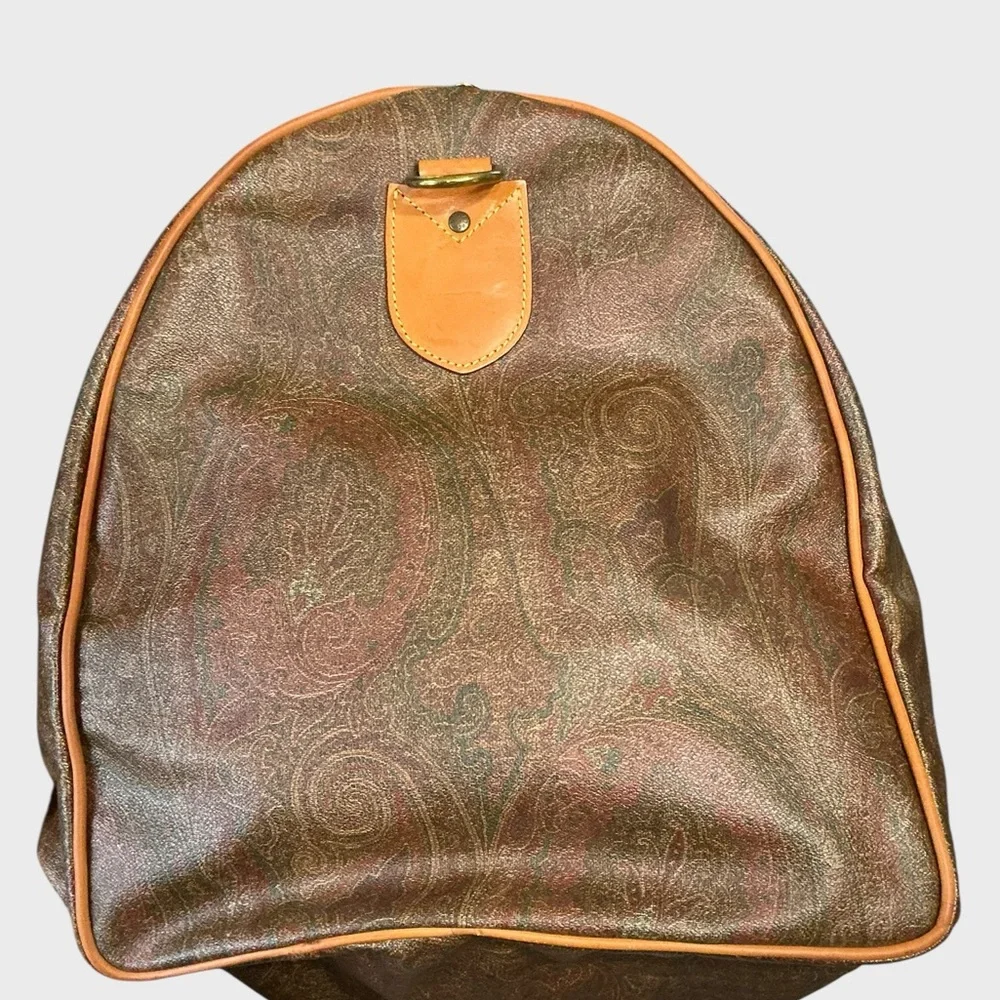Etro Milano XL Paisley Leather Weekender Travel Duffel Italy vintage